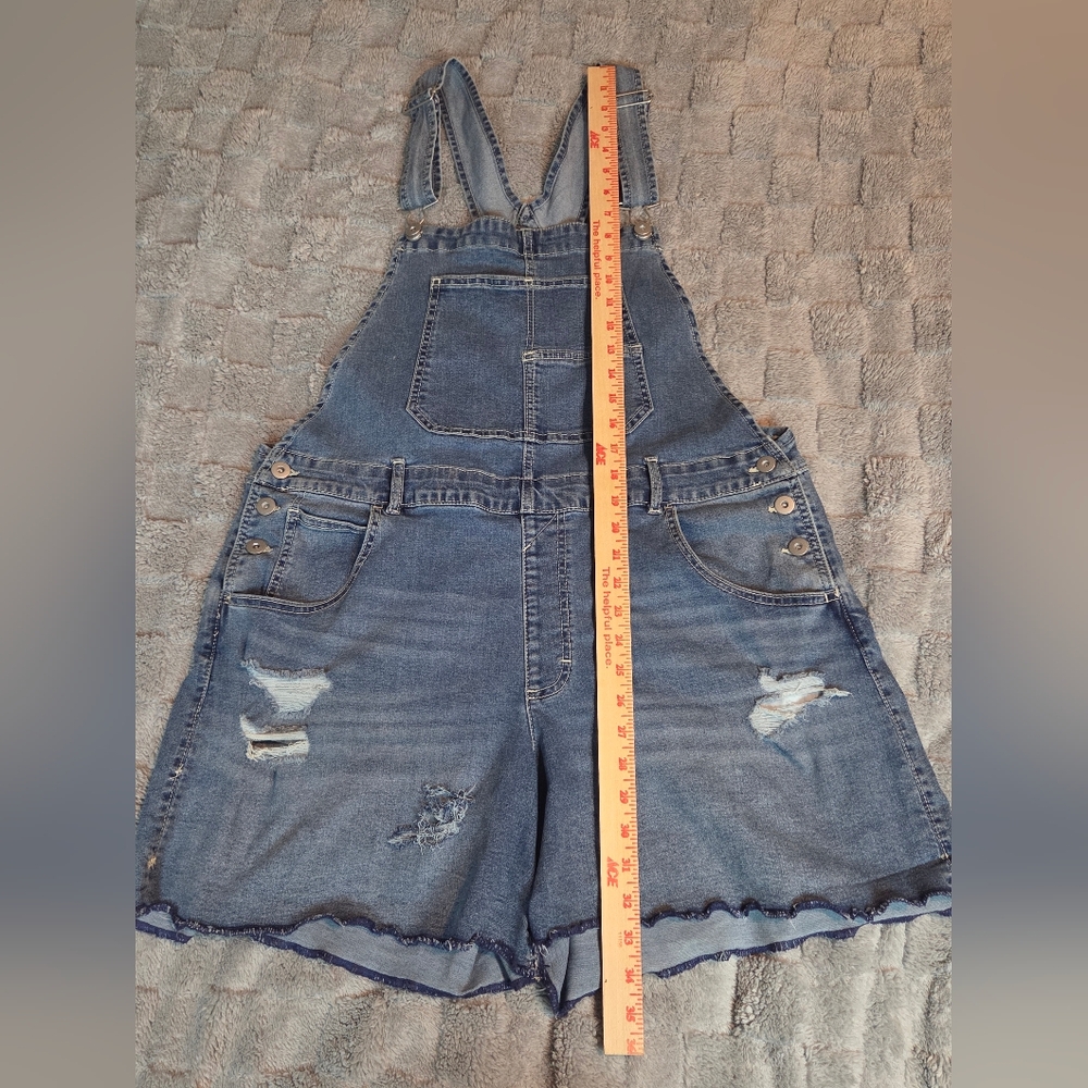 No Boundaries Shortalls Overalls Womens Juniors XXL (19) Distressed - Picture 3 of 14